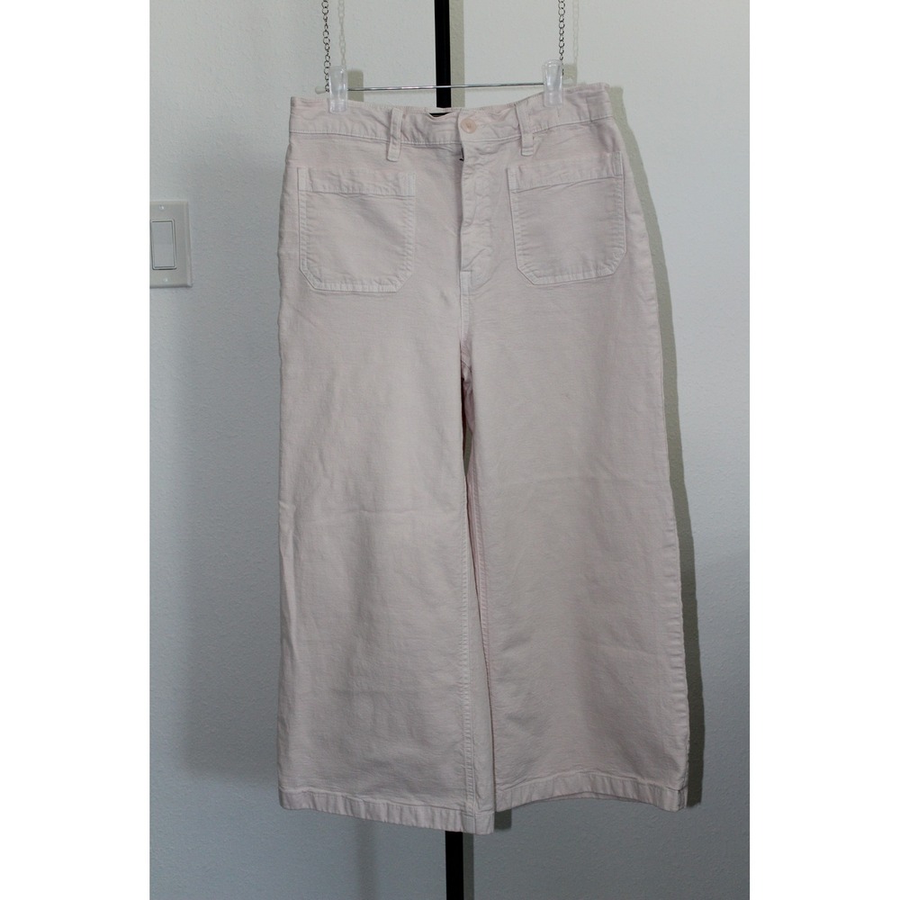 Point Sur J.Crew Wide Leg Crop Pants Pale Pink High Rise Patch Pocket Size 28